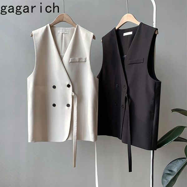 

women's vests gagarich women tank korean style suit vest female office lady 2021 spring autumn loose v-neck all match fashion, Black;white