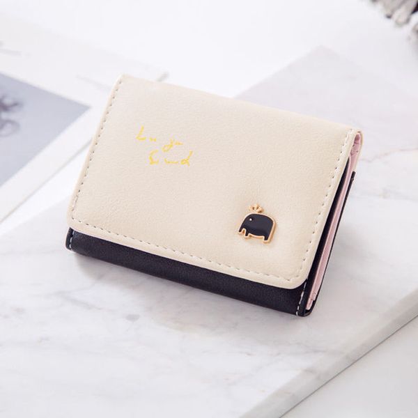 

dhl100pcs wallets women pu elephant decoration 3foldable square short credit card holder, Red;black