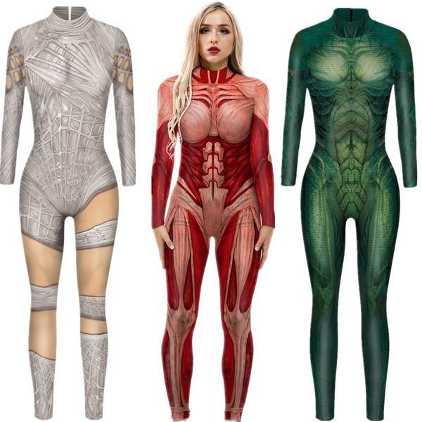 Catsuit CostumesAttack Titan Annie Leonhart Süper Kahraman Mumya Tulum Catsuit Seksi Kadınlar Kız Cosplay Kostümleri Cadılar Bayramı Bodysuit