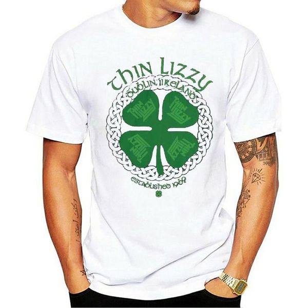 

men's t-shirts 6thin lizzy four-leaf clover t-shirt s-m--xl-2xl official hi, White;black