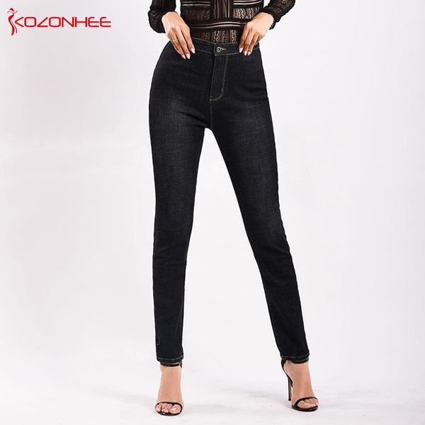 

women's jeans fashion stretch thick pencil women high waist plus size elasticity camo skinny #38, Blue