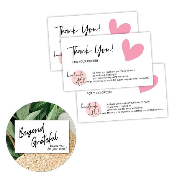 

greeting cards 30pcs shopping pink packaging thank you card gift paper purchase business