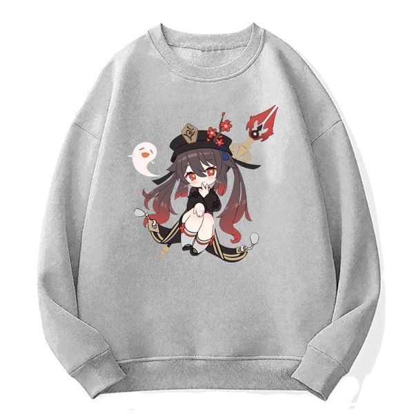 

men's hoodies & sweatshirts genshin impact hoody hu tao cosplay game graphic print sweatshirt o-neck casual long sleeve sportswear wome, Black