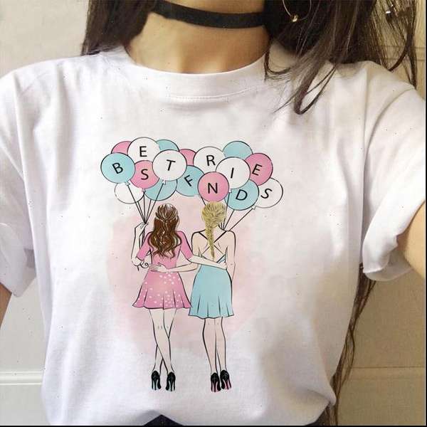 

bbf ladies women t shirt girlfriends cotton short sleeved summer street womens tee cute girl drop, White