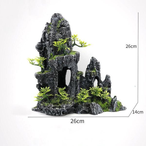 

aapet 1pc resin rockery aquarium decoration accessories artificial rock mountain hill decorating ornament tower for fish tank decorations
