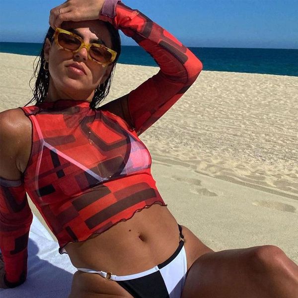 

women's swimwear europe and the united states 2021 spring summer wear with sleeve round neck slim vest beach clothes, White;black