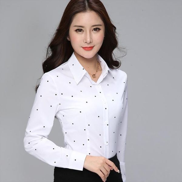 

biboyamall elegant striped spring womens shirts office large size 3xl dot, White
