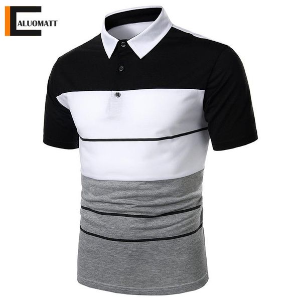 

fashion 2021 summer men's shirt short sleeve thin business men patchwork lapel comfort breathe male polos, White;black
