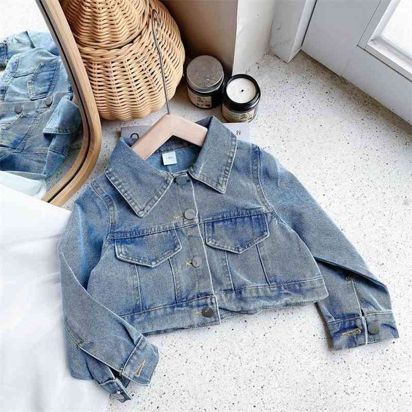

spring arrival girls fashion denim coat kids korean design jackets jacket coats 210528, Blue;gray