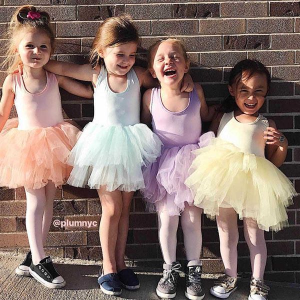 Moda Meninas Tutu Super Fluffy 5 Camada Petticoat Princesa Ballet Dança Tutu Dress Kids Sleeveless Blackwork Doce Vestido Doce para Gir q0716