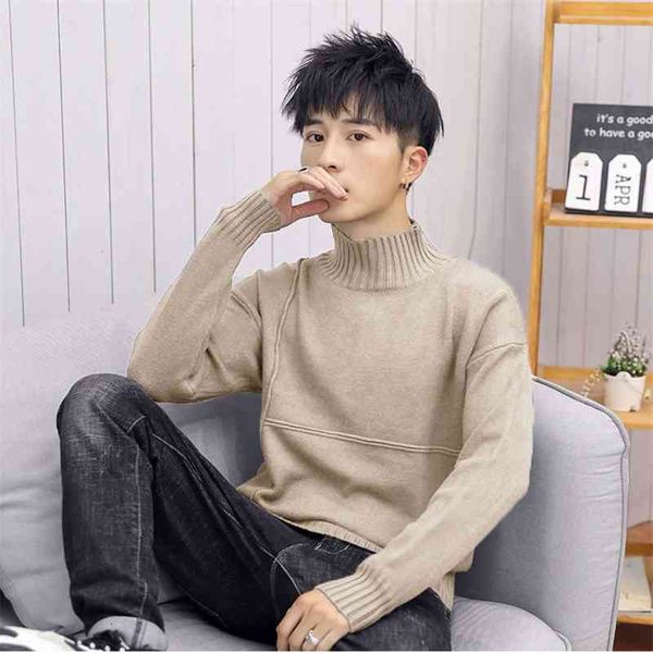 

men's sweaters sweatshirt autumn and winter semi turtleneck versatile base pullover high neck sweater coat wear 53am, White;black