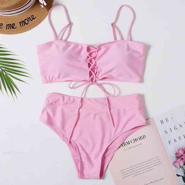 

summer bikinis swimwear 2021 women solid high waist swimming swimsuit suit beachwear bathing biquine bandeau, White;black