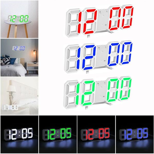 

creative home decor desk lamp lighting modern design led digital clock 3d electronic luminous nightlight wall clocks