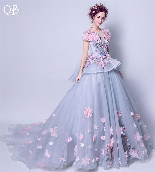 

party dresses ball gown fluffy tulle lace beading appliques flowers luxury formal evening bride banquet prom dress xk39, White;black