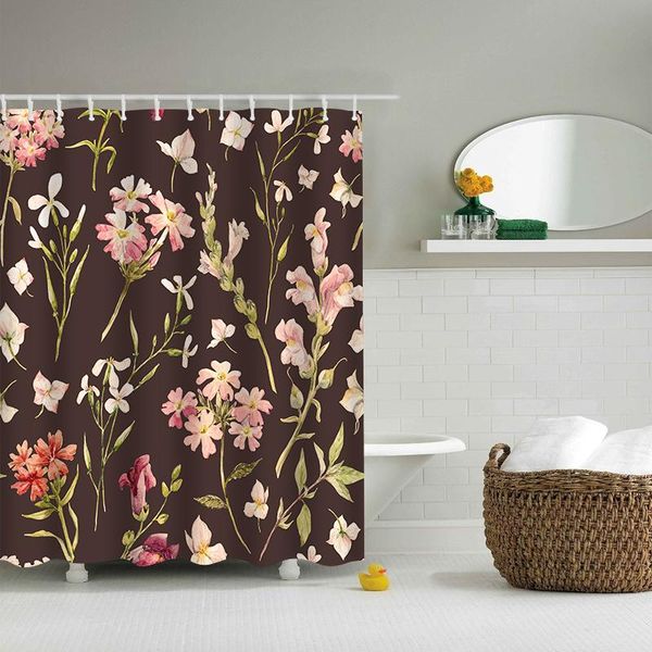 

shower curtains black flower pattern printed curtain bathroom home decoration frabic waterproof bath