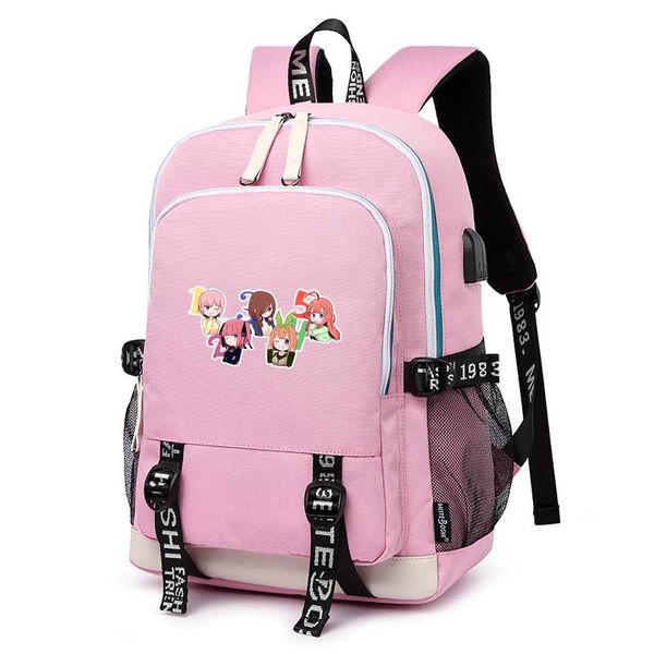 

backpack the quintessential quintuplets oxford travel cartoon school bags for teenage girls usb port lapbagpack pink bookbag