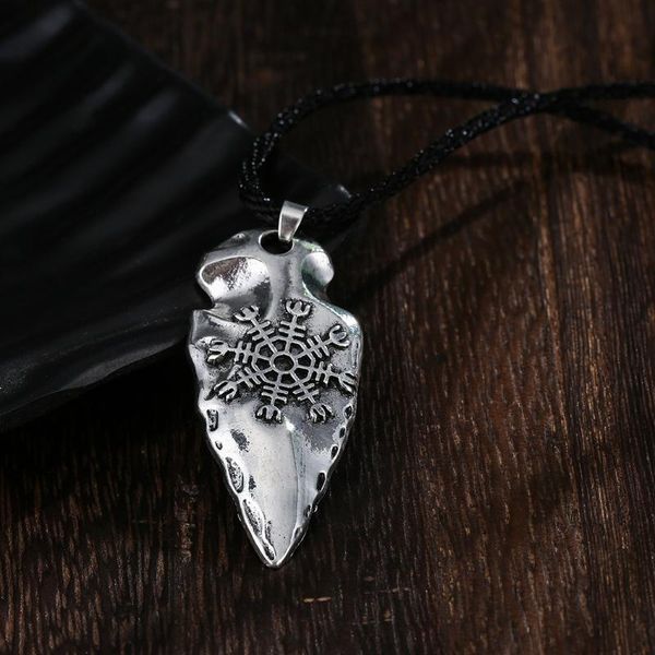 

pendant necklaces vintage arrow head helm of awe silver viking norse mythological charm punk amulet jewelry gift for him