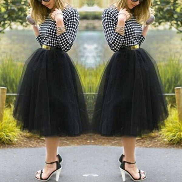 

skirts under rockabilly petticoat tutu tulle women knee length high waist lace ball gown mini skirt, Black