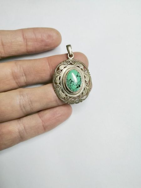 

charms genuine 925silver inlay turquoise pendant #62, Bronze;silver