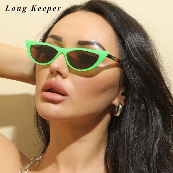 

fashion small cat eye sunglasses women summer eyewear vintage black green triangle uv400 shades glasses, White;black