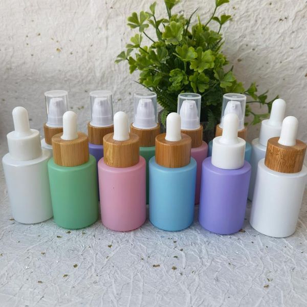 

storage bottles & jars 5pcs travel perfume spray for cosmetics with bamboo cap lotion lid dropper packaging container