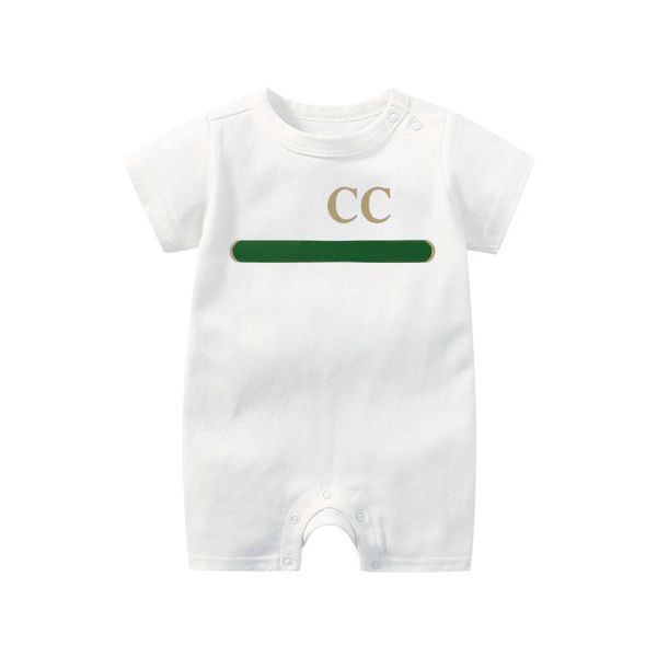 

in stock summer newborn kids rompers baby boys girls fashion designer print luxury pure cotton short sleeve long sleeve jumpsuit black white, Blue