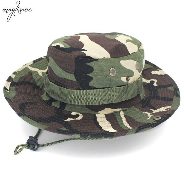 

cloches 13 color outdoor bucket hat leisure jungle round-edged large brimmed sun climbing fishing camouflage benny for men&women