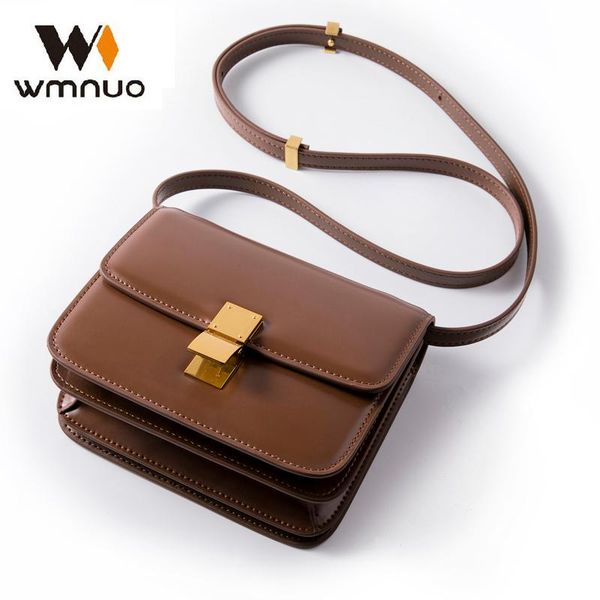 

wmnuo 2021 box bag women genuine cow leather mini flap shoulder crossbody messenger bags ladies handbags cross body