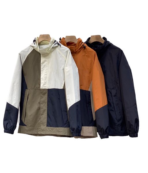 

men's spring autumn multi-color stitching jackets couples hooded workwear jacket women's sports contrasting color nylon coats ligh, Black;brown
