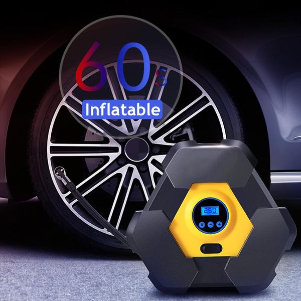 

inflatable pump intelligent digital display led car air compressor triangle 12v portable electric tire inflator emergency