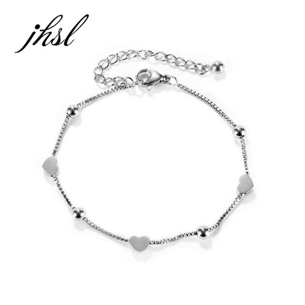 

charm bracelets jhsl female women bangles with heart unique fashion jewelry rose gold silver color stainless steel, Golden;silver
