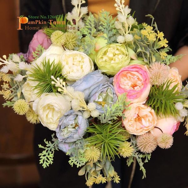

nordic design romantic style multi-color optional wedding bouquets,simulation bouquet pine needle floral table ornaments decorative flowers