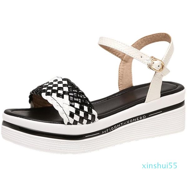 

sandals wedges women summer shoes thick bottom platform white black ladies