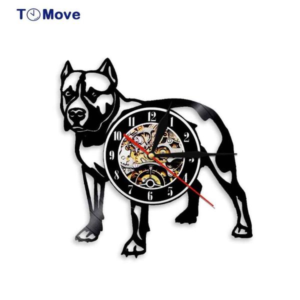 

pitbull wall clock dog breed gifts record battery operated for living room decor led light gift mom clocks
