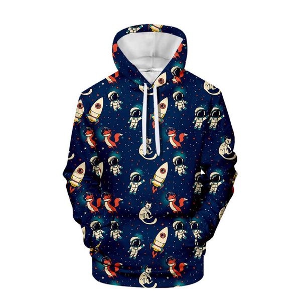 

men's hoodies & sweatshirts 2021 product astronaut pattern trend casual 3d digital printing hooded, Black