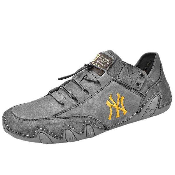 

huili men's shoes pick up a leak and pedal casual leather lazy versatile doudou men, Black