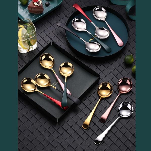 

forks luxury stainless steel tea coffee spoon cocktail ice cream soup spoons cutlery round sharp dessert tableware