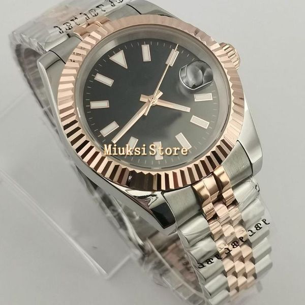 

wristwatches 36mm/40mm men's luxury black dial casual nh35 automatic watch silver rose gold case sapphire glass sterile mechanica, Slivery;brown