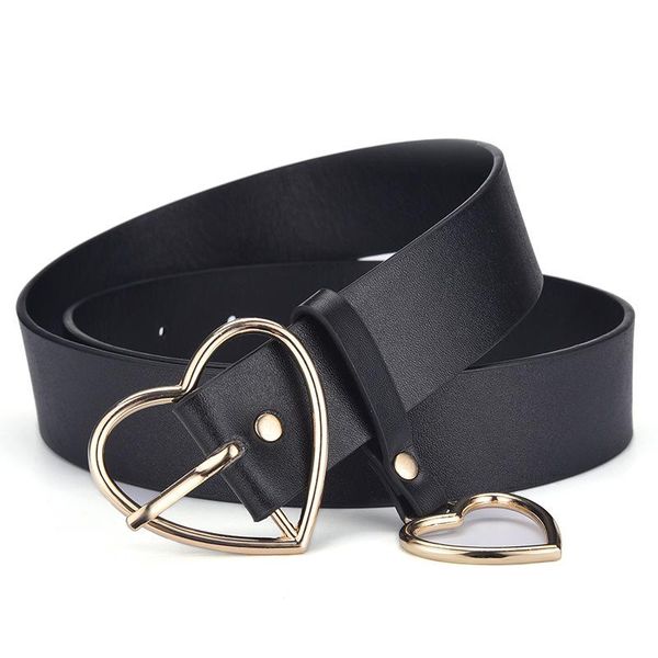 

belts sweetheart buckle with adjustable ladies cute heart-shaped thin belt jeans dress punk fashion, Black;brown