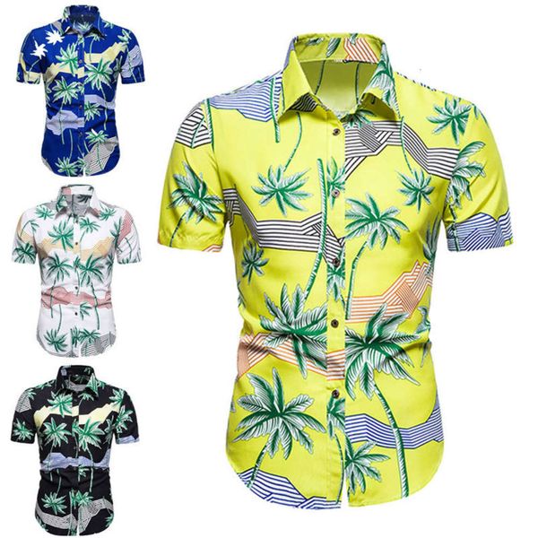 

men's shirt 2020 summer men's hawaiian short sleeve floral shirt, White;black