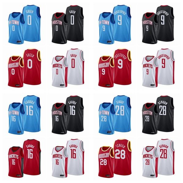 

2021 draft jalen green 0 alperen sengun 28 usman garuba 16 josh chriser 9 basketball men blue jersey edition city, Black;red
