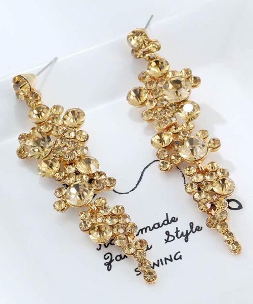 

yayi jewelry yellow glass rhinestone dangle crystal earring women's fashion ancient gold color gem earrings gift 1029 & chandelier, Silver