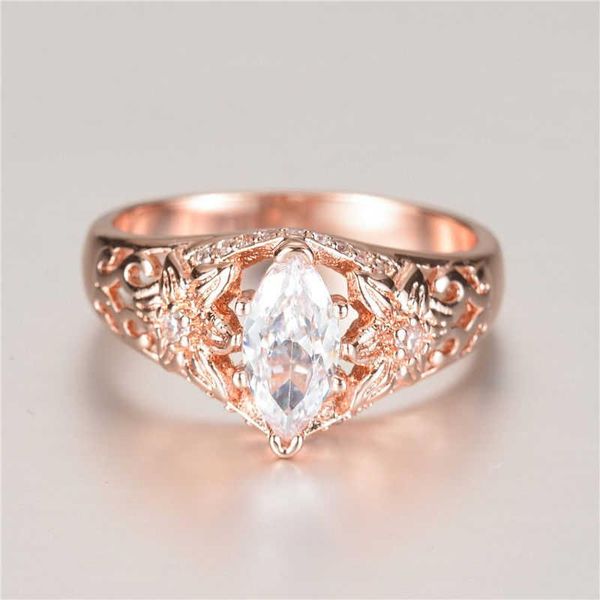 

wedding rings rose marquise cut size 6-10 for women luxury fashion engagement ring jewelry gift, Slivery;golden