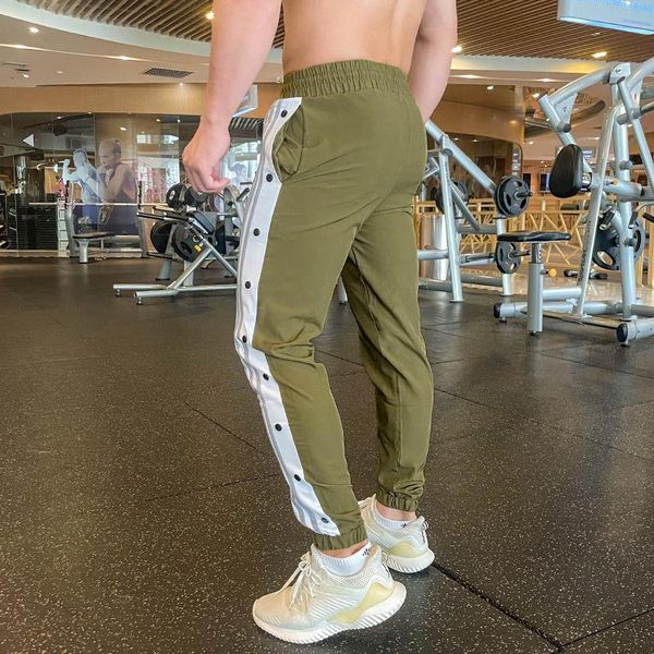 

running pants men buttons fitness gym sports trousers male casual jogging basketball football sweatp outdoor loose streetwears, Black;blue