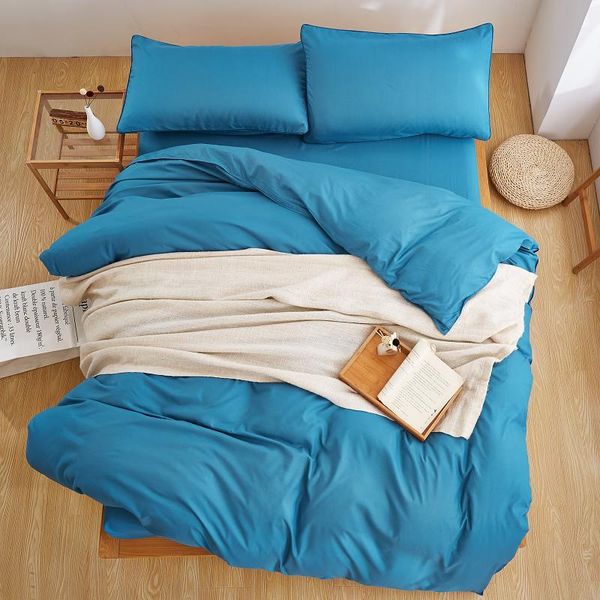 

bedding sets waterblue set solid duvet cover microfiber bedclothes grey bed linens ab side 3 or 4pcs flat sheet