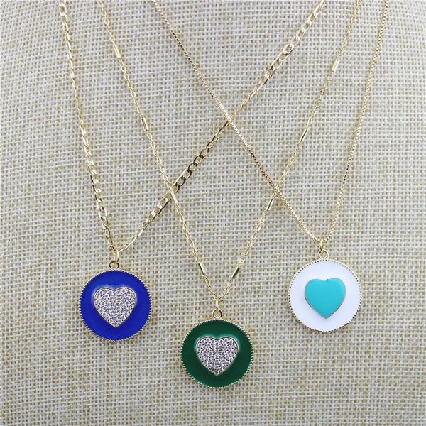 

pendant necklaces 16/18/19inch 10str/lot handmade cz necklace, fashion cubic zirconia enamel charm pendant, necklace jewelry accessories, Silver