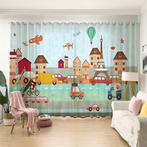 

custom made cartoon printed curtains baby boys window treatments environmental green children curtain for bedroom & drapes