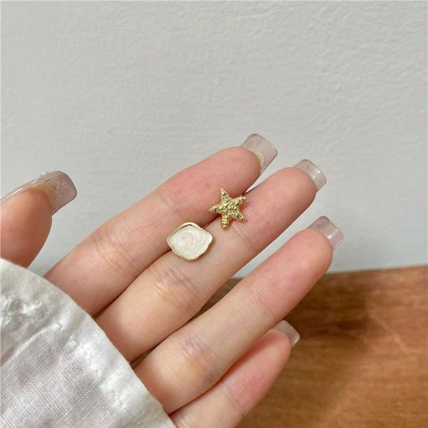 

hoop & huggie personality contracted starfish earrings romantic women sweet tide asymmetric geometry creative jewelry gifts, Golden;silver