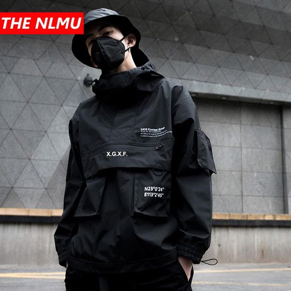 

cargo black 2021 jackets windbreaker men streetwear tactical jacket pullover multi-pocket male autumn hoody coat gm659 men's, Black;brown