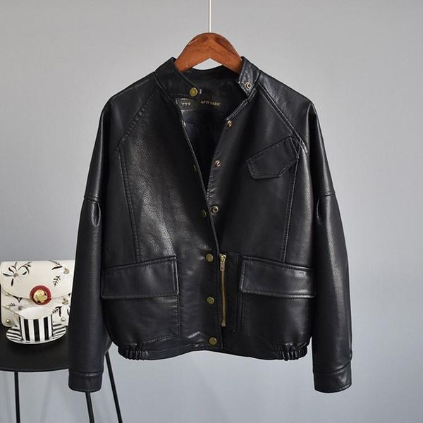 

women's leather & faux 5018 coat, Black
